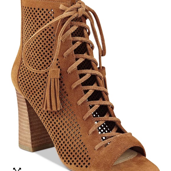 Marc Fisher Shoes - Marc Fisher Brown Lace-Up Peep-Toe Boots
